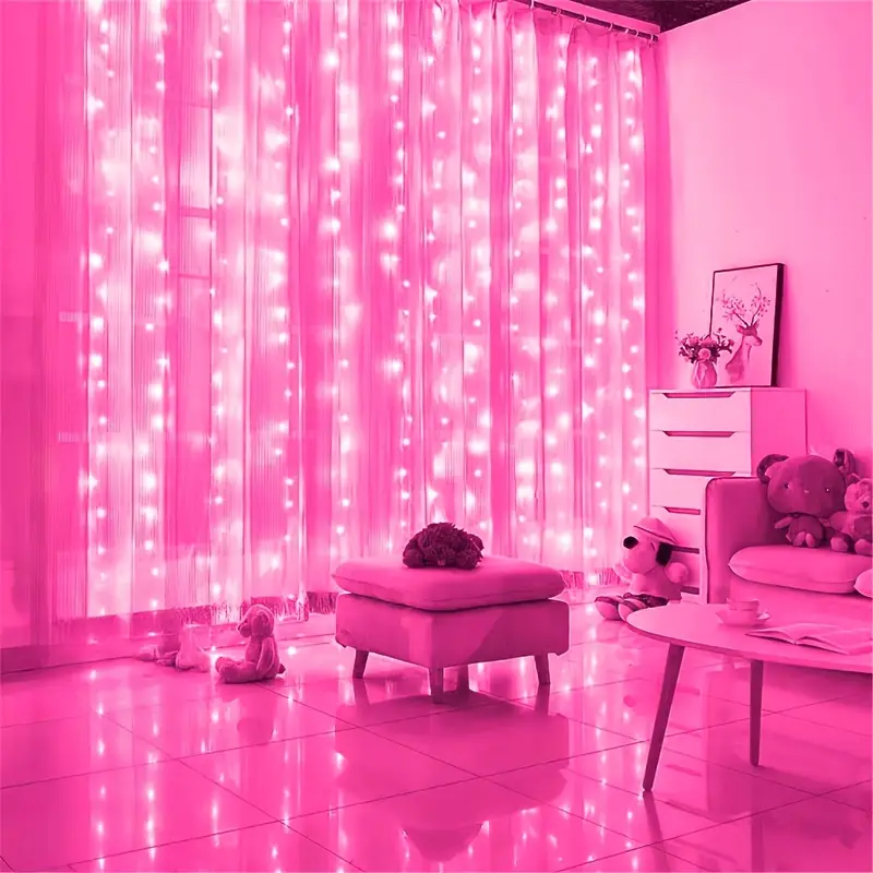 Blaue *-Vorhanglichter – Kabellose hängende Lichterkette, 8 *: */Dauerlicht/*/Zufällig, Knopfsteuerung * für Schlafzimmer, Hochzeiten, Partydekorationen – * eine verträumte Atmosphäre – Batterien