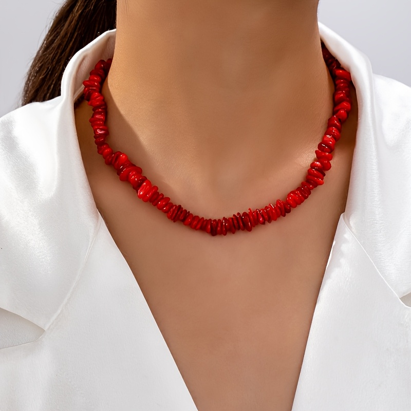 

Collier en pierre naturelle rouge ébréchée de style bohème, synthétique, non revêtu, sertissage, bijoux de mode pour femmes, à en toute , pour les tenues quotidiennes et .