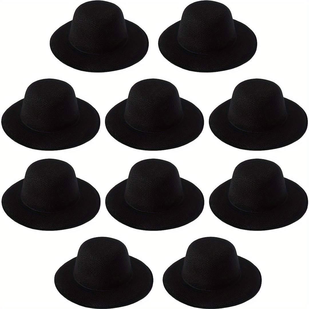 

Lot de 10 Mini Chapeaux Noirs, Accessoires pour Cheveux DIY Mini Chapeau Décoration 3.9in/10cm