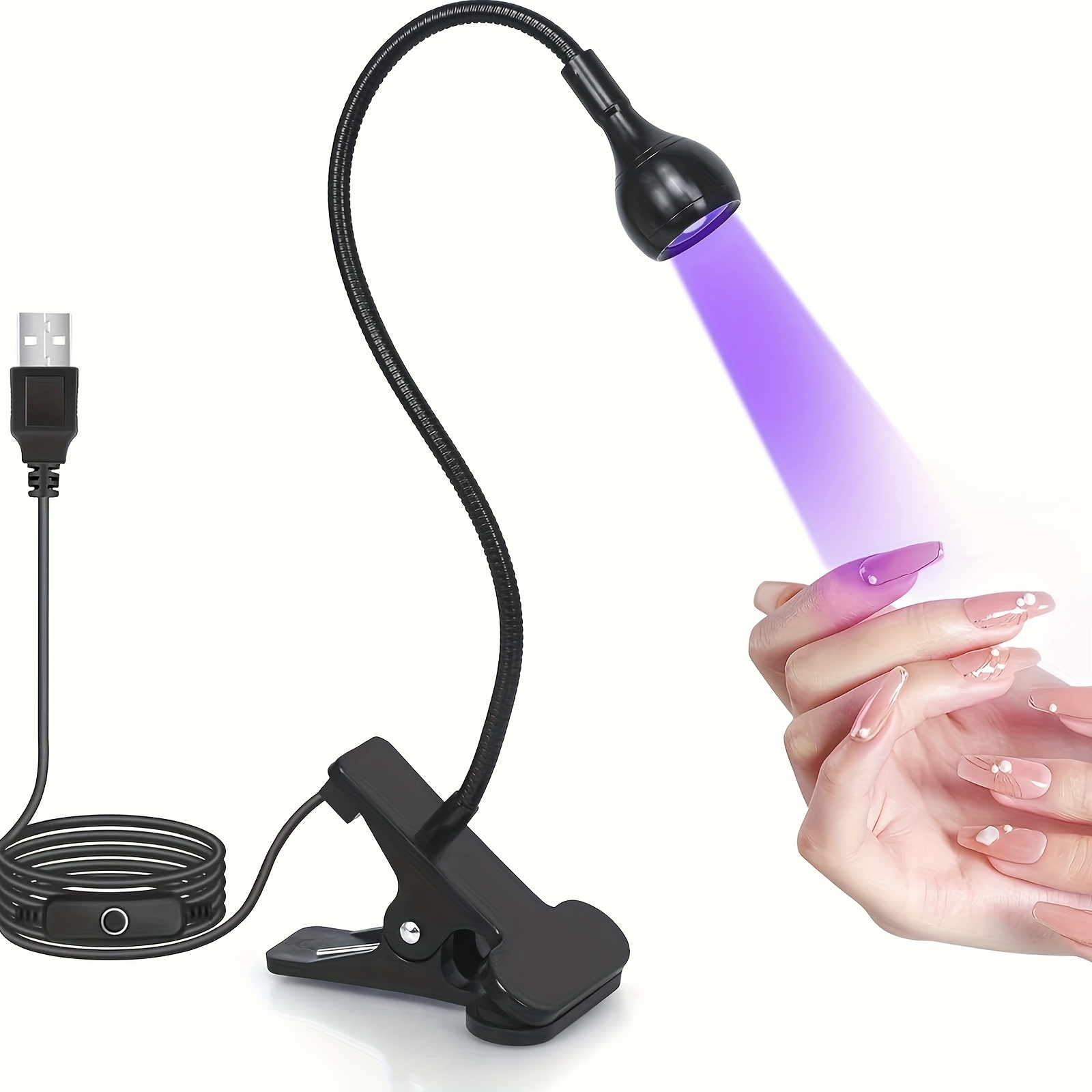 Professional LED Nail Lamp with Gooseneck & Clamp - 4-Speed Dimmable Fast Lamp, Adjustable Arm, - Nail Light for Gel Polish, /LED Lamp for Salon, Home, or Travel - Compatible with Smartphones/Tablets - No Display Needed - Ideal for Hands, Feet, and Nail Care - Black Durable Iron Construction - Portable DIY Manicure Light for Gel Polish
