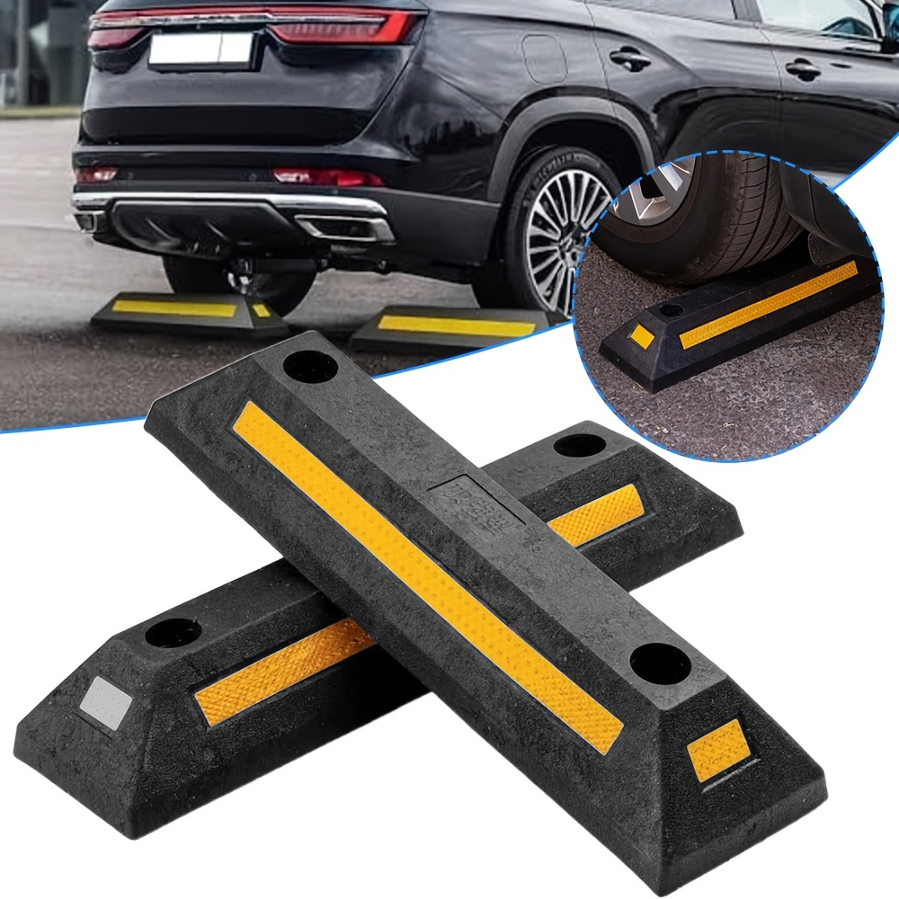 2X Heavy Duty Parking Wheel Stopper Garage Stop Assist Rubber Block for Car Truck