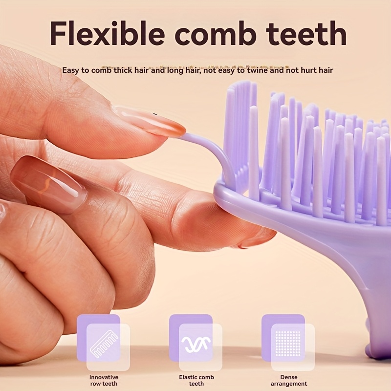 1 Peine Masajeador de Cuero Cabelludo y Cepillo para Lavar el Cabello con Dientes Suaves - Peine Desenredante de Plástico ABS para Uso en Seco/Mojado, Masaje del Cuero Cabelludo, Cuidado del Cabello - Para Todo Tipo de Cabello (Normal, Rizado, Liso) - Herramienta para Ducha, Spa y Salón