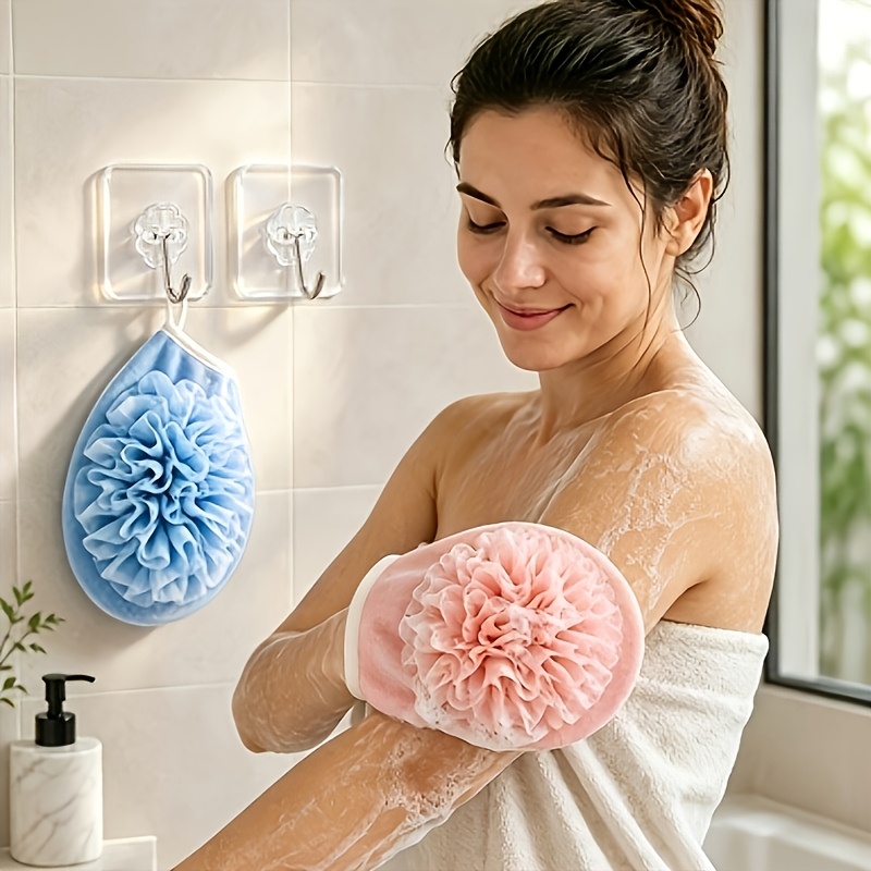 2pcs Bath Flower Gloves & Hooks for Exfoliation and Bathing