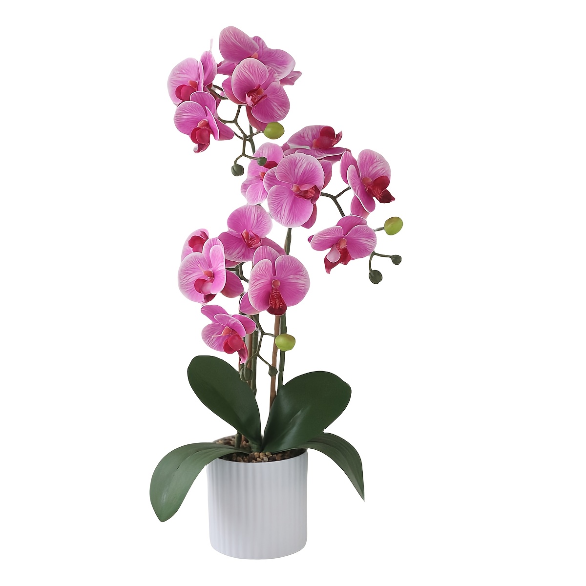 1 Artificial Orchid With 3 Stems, White Potted Plant, Lifelike Phalaenopsis Bonsai Fake Orchid, Suitable For Bathroom And Living Room Decoration, Desktop Decor, Home Office Centerpiece House Ornament