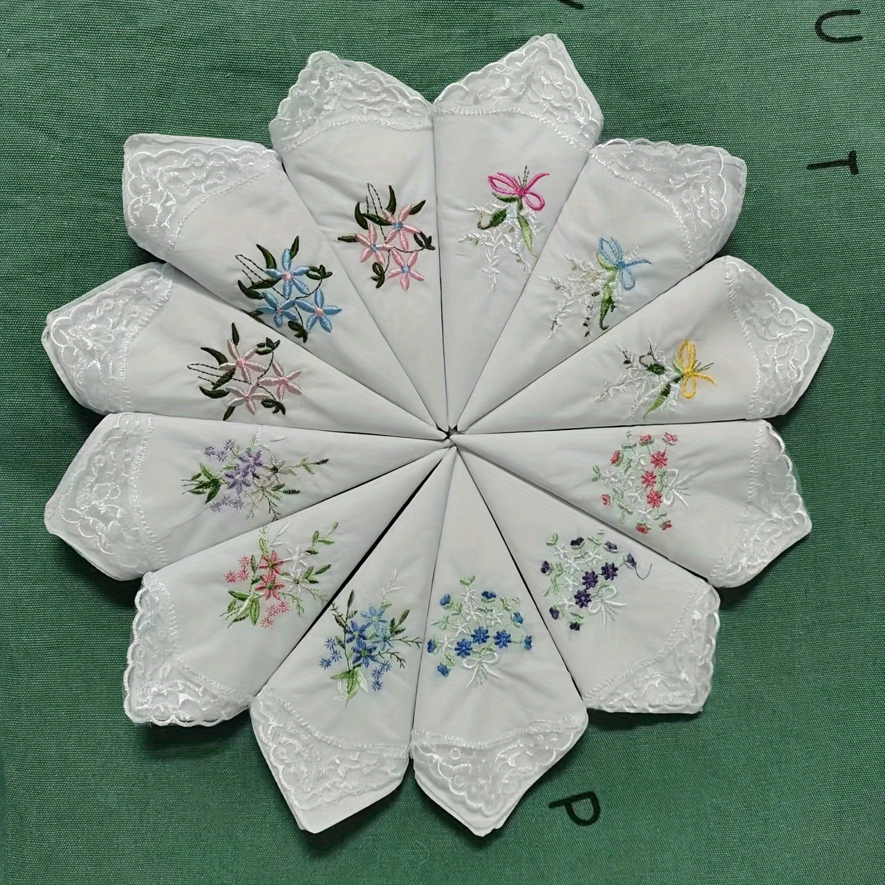 Set Di 6 Fazzoletti Da Donna In Cotone 100% Con Bordo In Pizzo, Bianco, 25x25 Cm, Morbidi E Assorbenti