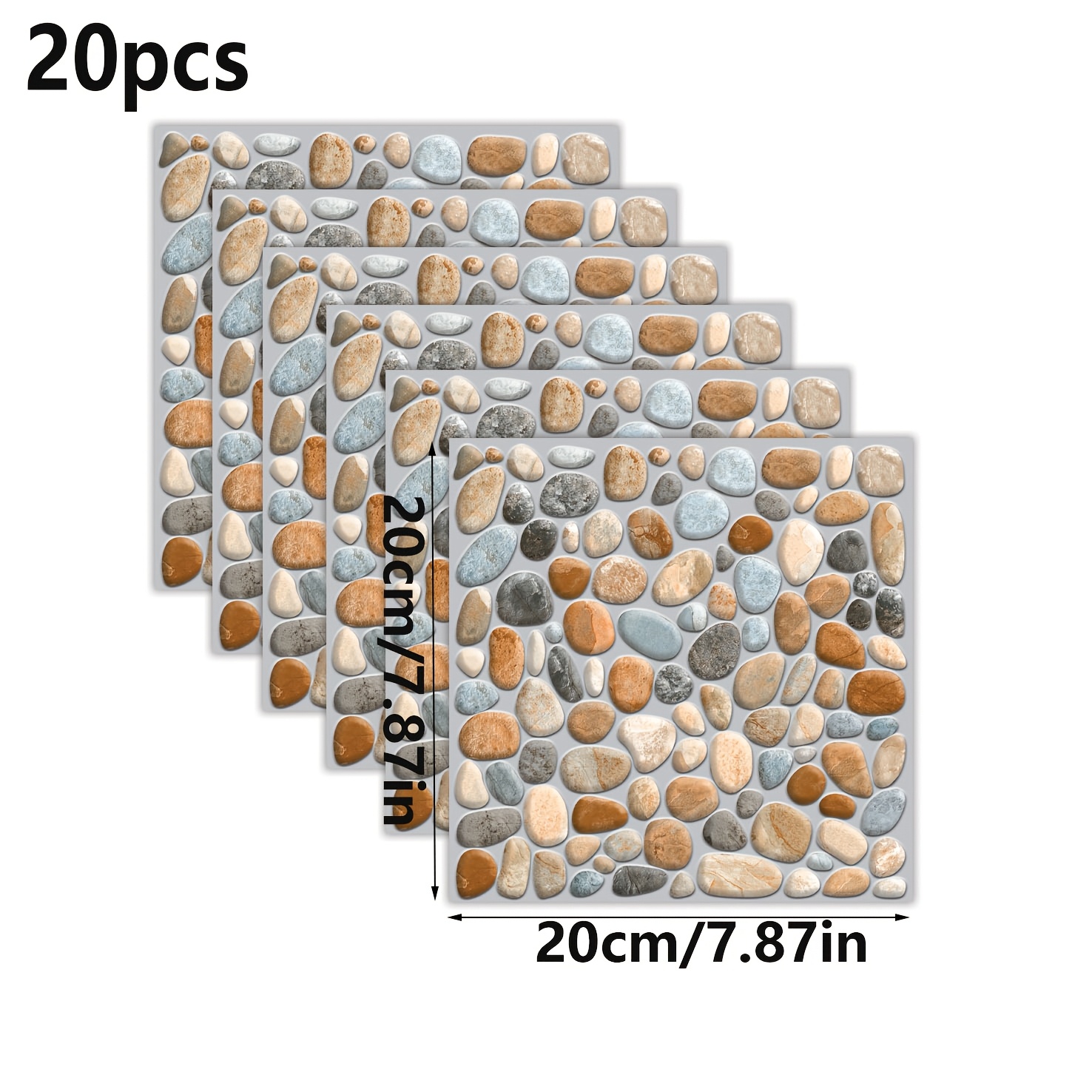 20pcs 3d Tile Wall Stickers, Marble Self-adhesive Wall Stickers, Bedroom Bathroom Decorative Wall Stickers
