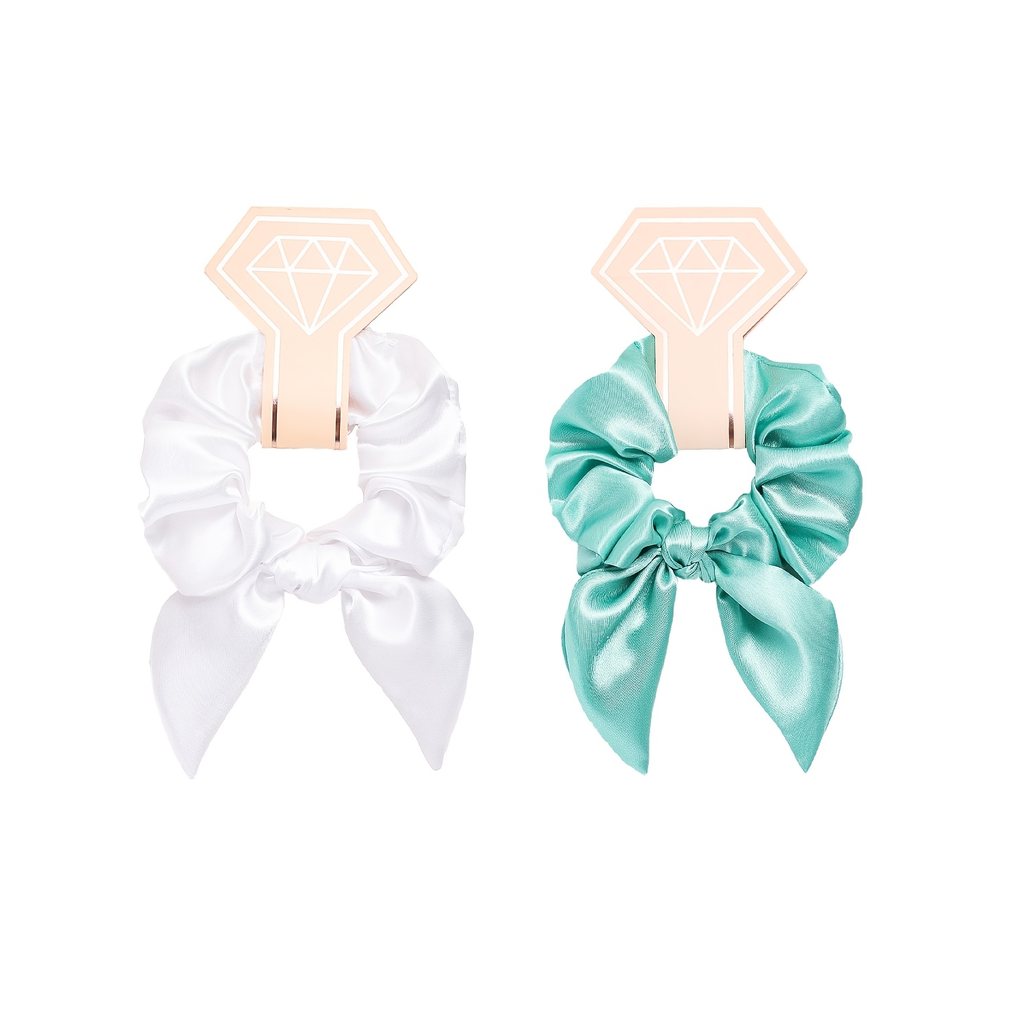 TEMU 2pcs Solid Color Satin Elastic Rabbit Ear Hair Tie Elegant Tie Suitable For Wedding Supplies And Women' Use