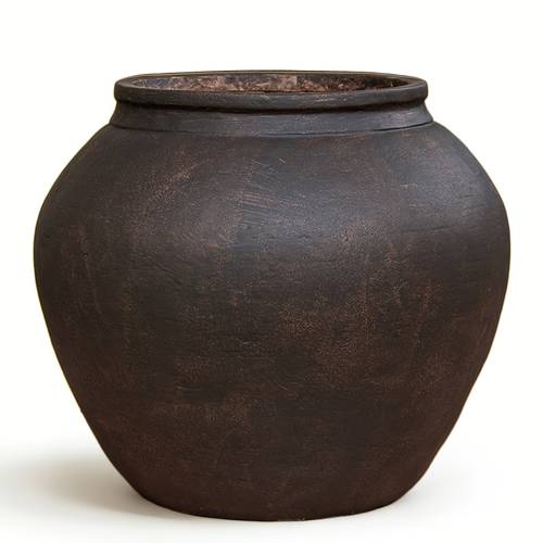 12 h x 14 dia dark brown textured planter with drainage hole vintage inspired large flower pot rustic indoor outdoor decor for patio garden and gardening gift home decor