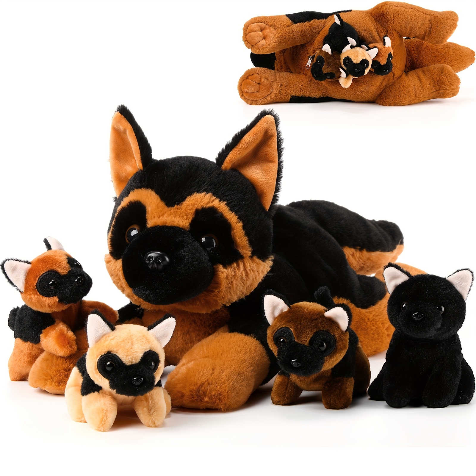 TEMU Skylety 5pcs Dog Stuffed Animal Puppy Stuffed Animal With Babies Inside 1 With 4 Mini Baby Cute Soft Puppies For Adopt A Dog Favors (german