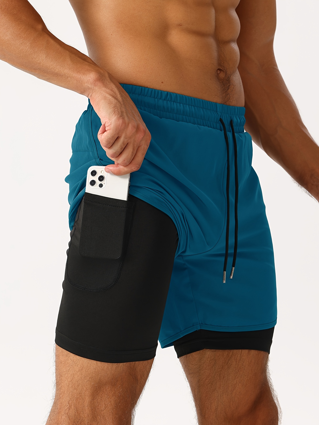 Men'S 2-In-1 Running And Fitness Shorts with a Zippered Back Pocket