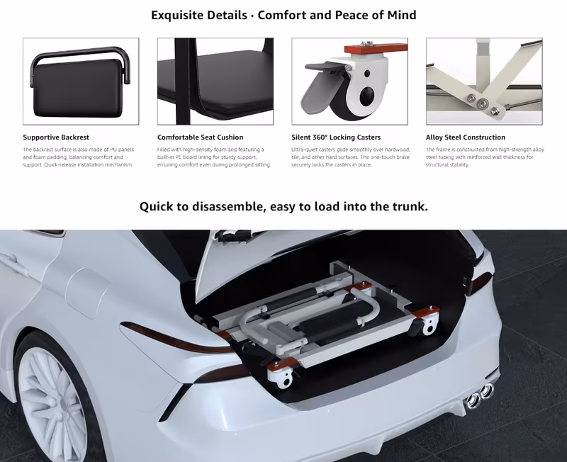 transfer chair, portable for home, transfer lift wheelchair for car, transfer chair for elderly and disabled, from bed to sofa, toilet, car, outdoor Product details 2