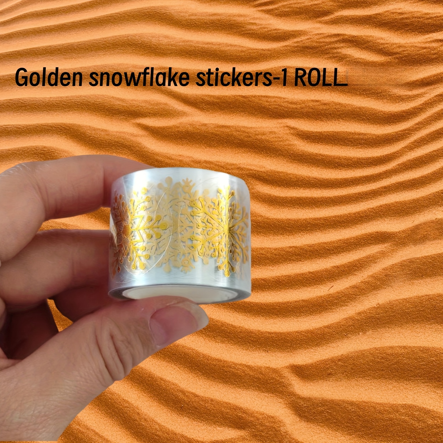 TEMU 110pcs/roll Of Golden Snowflake Christmas Stickers, With Circular Transparent Base And Different Snowflake Shapes, Suitable For New Year Gift