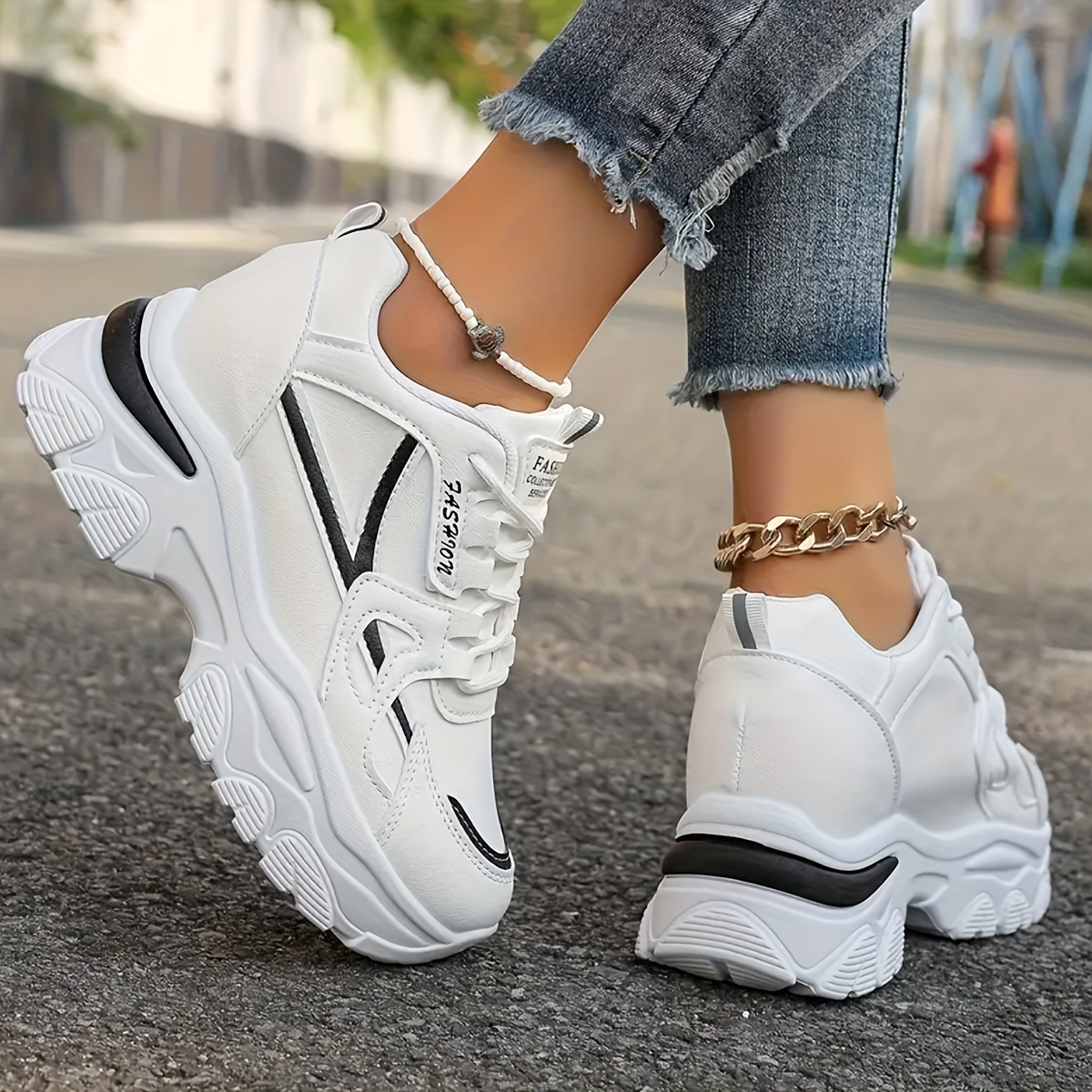Chunky Sneakers Women JABASIC Women Platform Sneakers Breathable