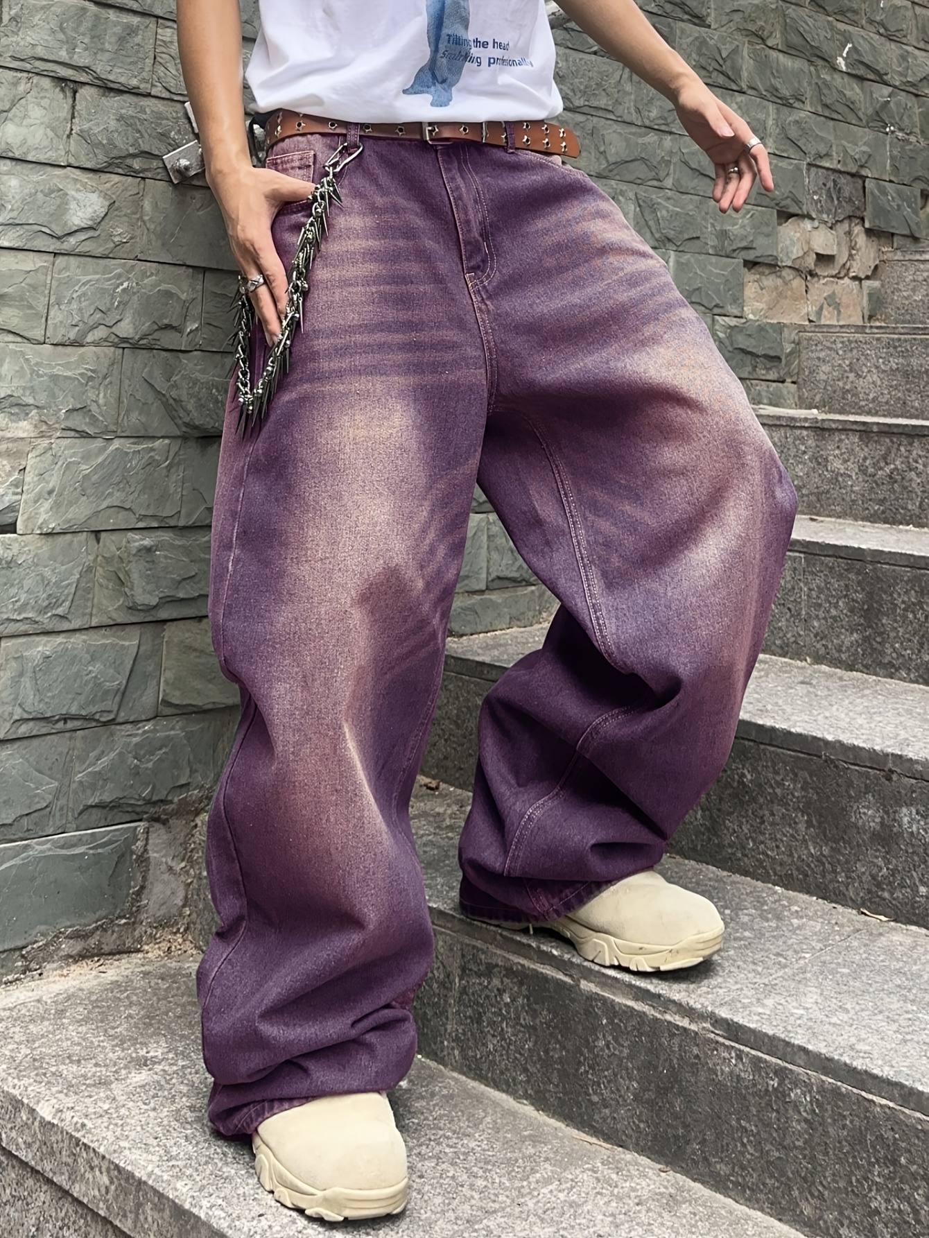 purple baggy jeans sold on Temu Canada