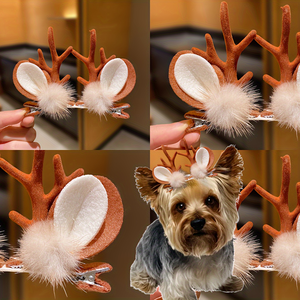 

2pcs Christmas Pet Hair Clips - Cute Cartoon Patterns For Grooming Accessories