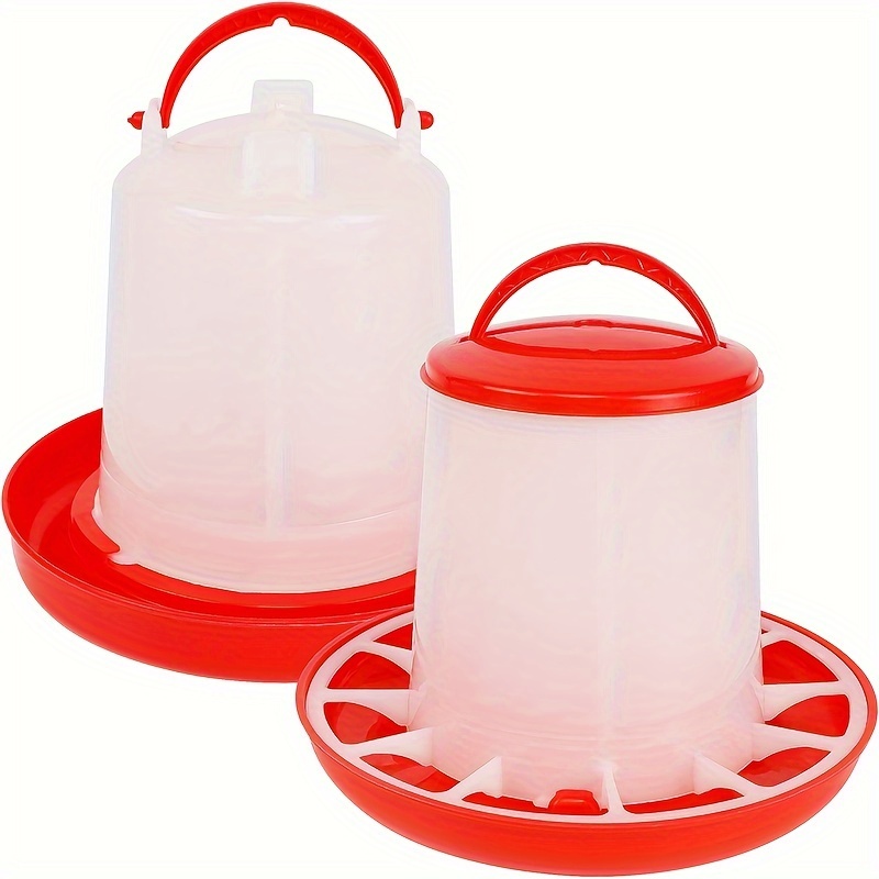 

Easy-fill Chicken Feeder & Water Dispenser Set - 2.5kg Capacity, Leak-proof Plastic Poultry Container For Outdoor Use (22.3cm X 20.5cm)