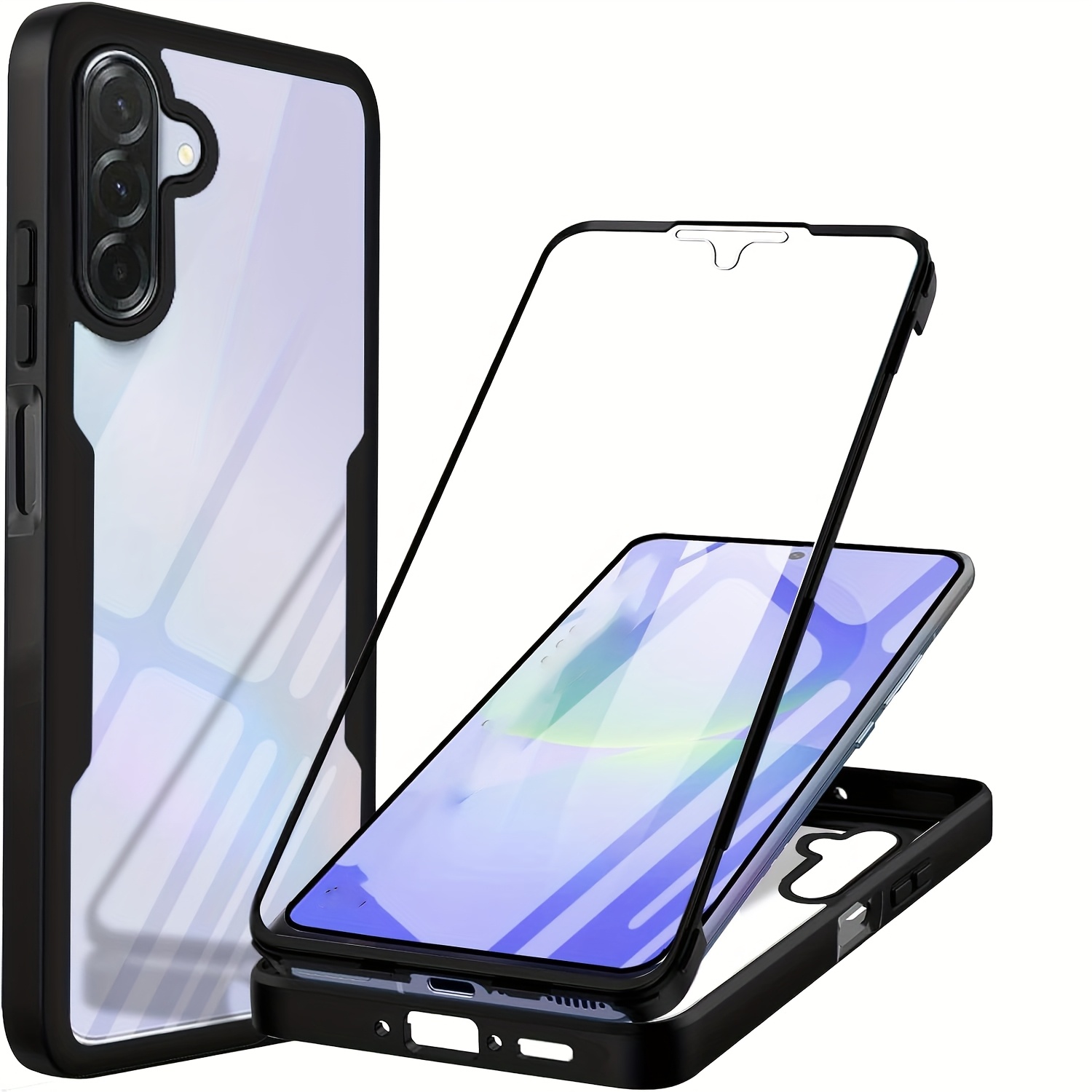 Etui za telefon - 360-stopinjski dvostranski prozoren etui, odporen na udarce, za Samsung Galaxy A17 A07 4G A56 A36 A26 A16 A06 A55 A35 A25 A15