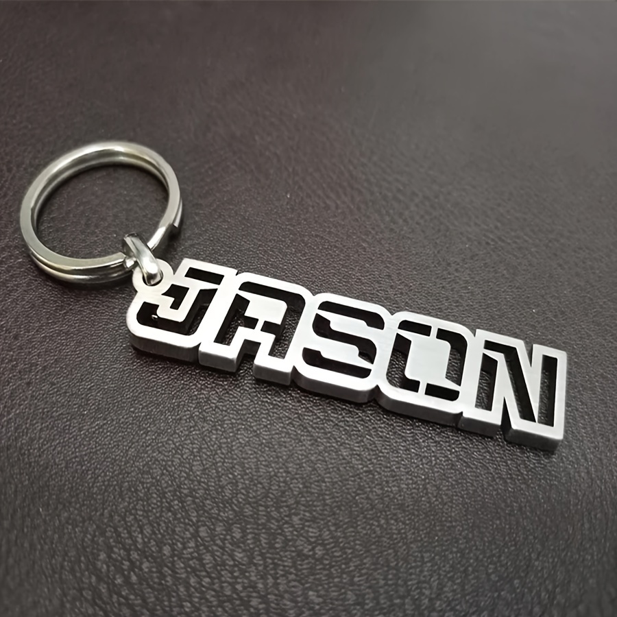 TEMU Custom Personalized Name Keychain, Stainless Steel Fashionable Style, Durable Metal Keyring For Everyday Use - Father's Day Gift
