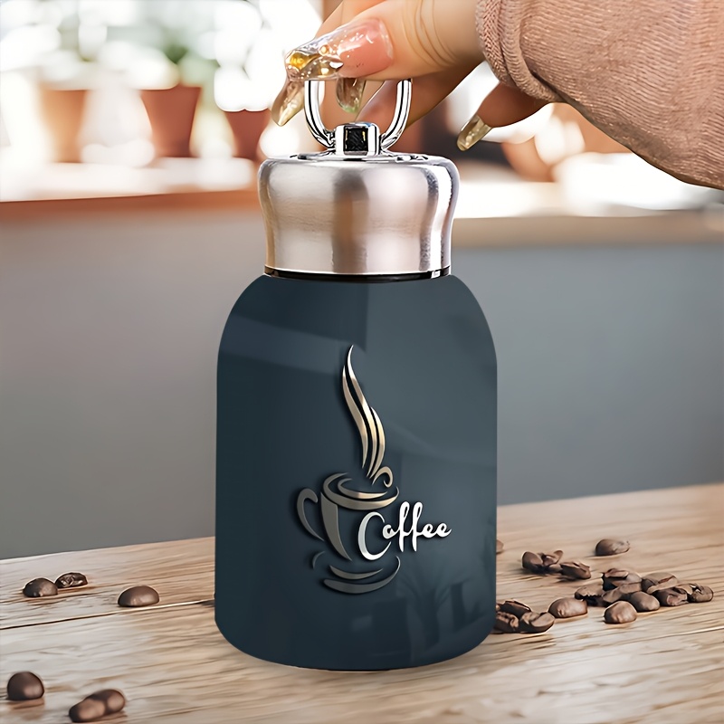 TEMU 1pc 10oz Stainless Steel Vacuum Water Bottle, Portable Drinking Vessel, Outdoor Drinking Mug, Steam And Vortex Theme Design, Perfect For Office,