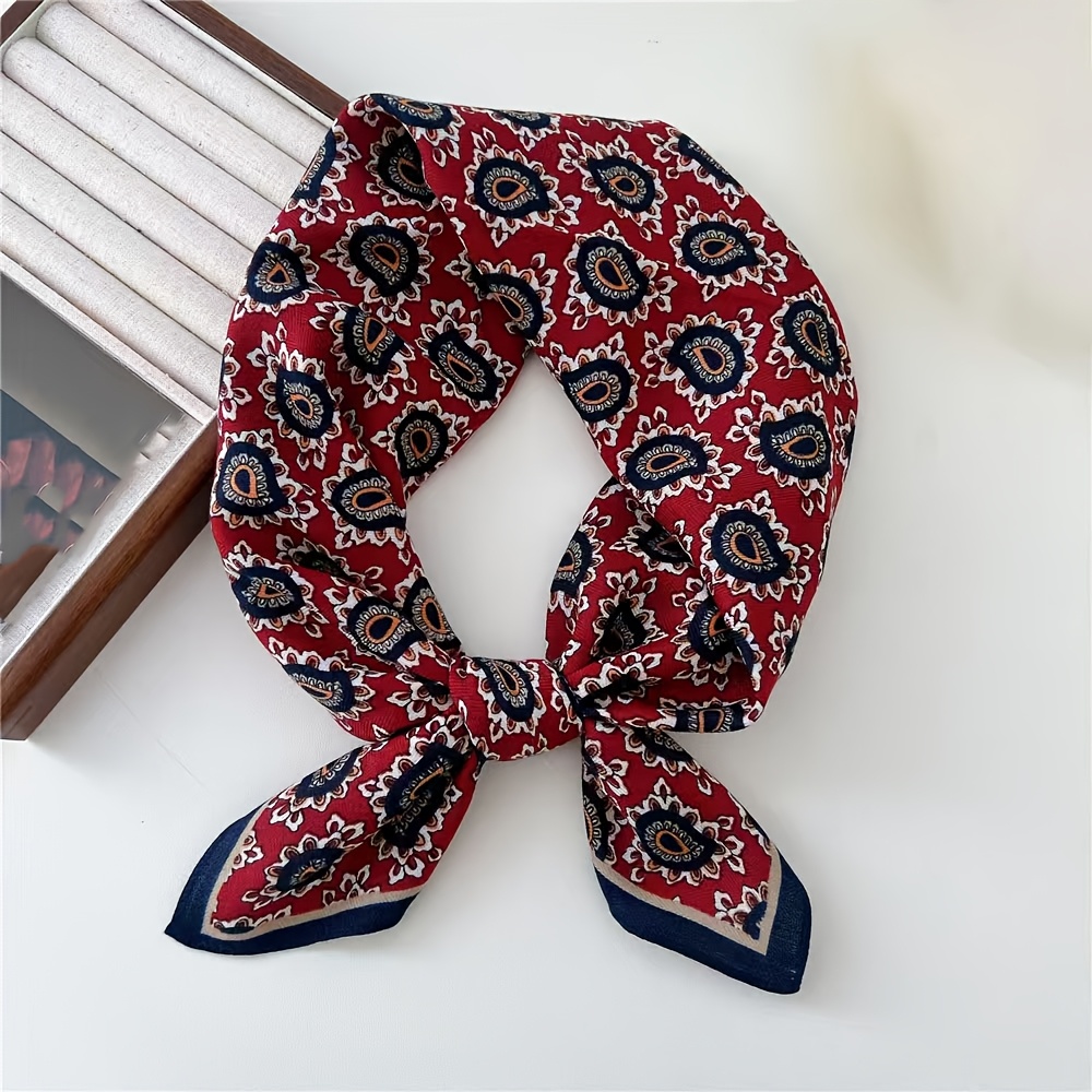 Flower Fashion Temperament Small Square Scarf Women's Professional Decorative Necktie Dual-use Shawl Outerwear Spring/autumn Scarf