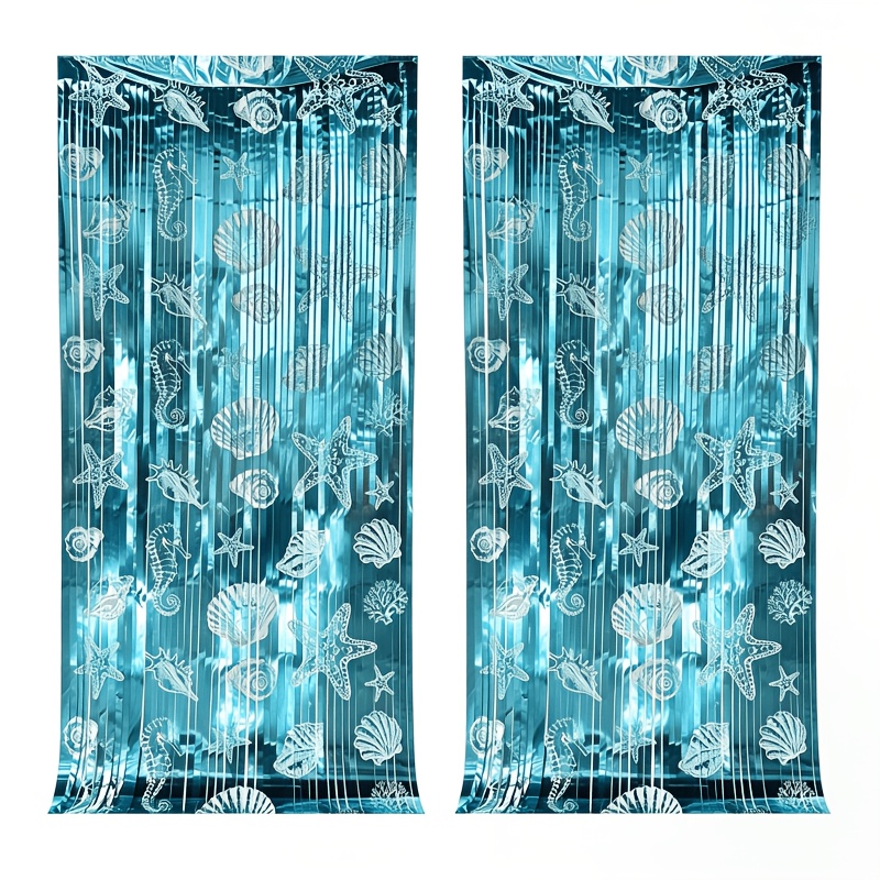 TEMU 2-pack, Ocean Theme Party Decoration Streamers, Ocean Shells, Starfish, Seahorse Printed Patterns Light Tassels, Suitable For Summer Beach, Pool