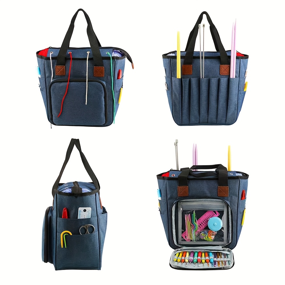 TEMU Borsa tote organizzatrice grande da 1 pezzo per lavoro a maglia e uncinetto - Pratico portaoggetti per filati per magliaie e uncinettiste -