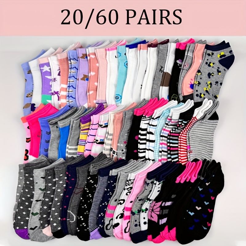 

20/60 paires de chaussettes bonbons de couleur, chaussettes basses décontractées et respirantes, bas et bonneterie pour femmes