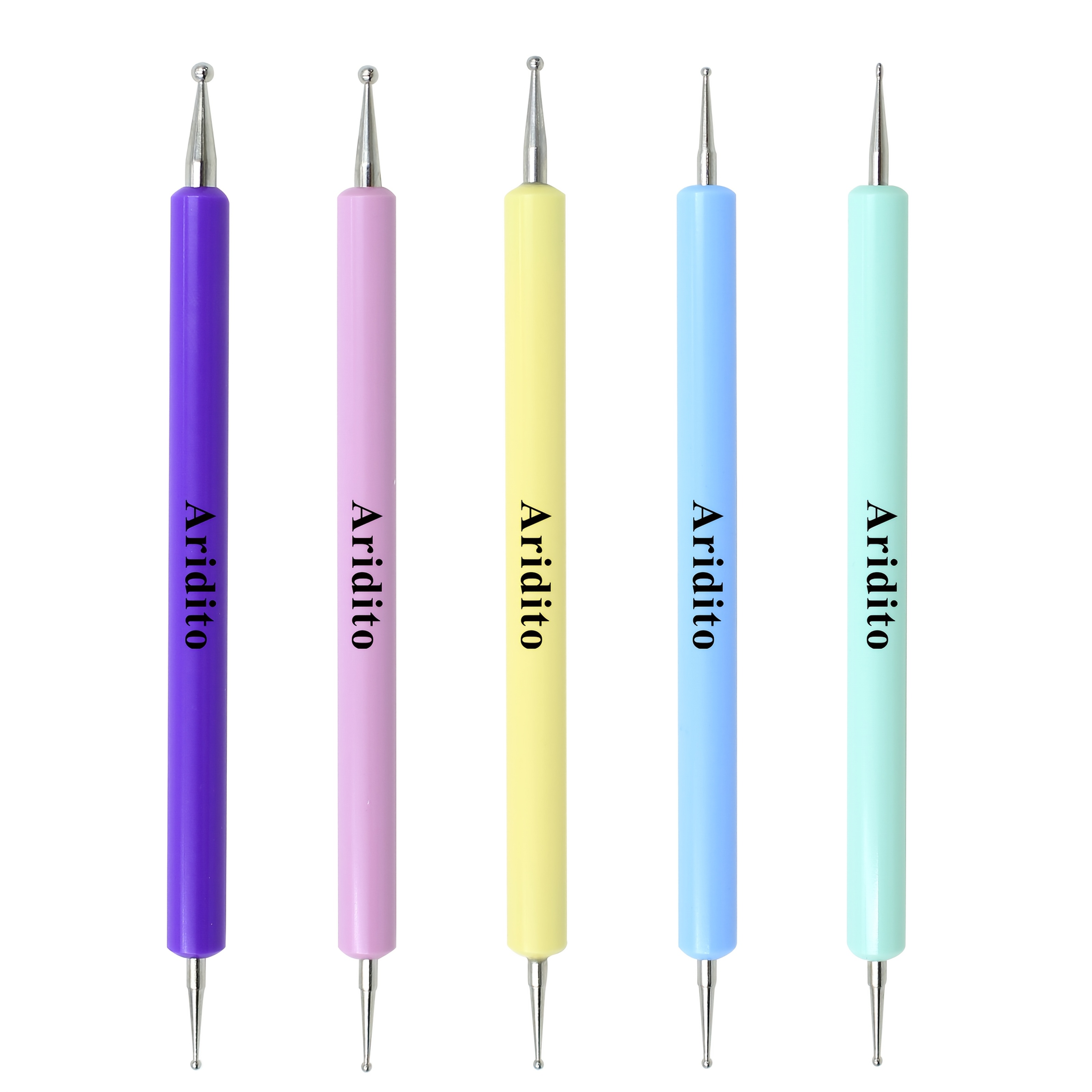 TEMU Aridito 5pcs Macaron Color Handle Nail Art Dotting Tools Double-end 10 Different Size