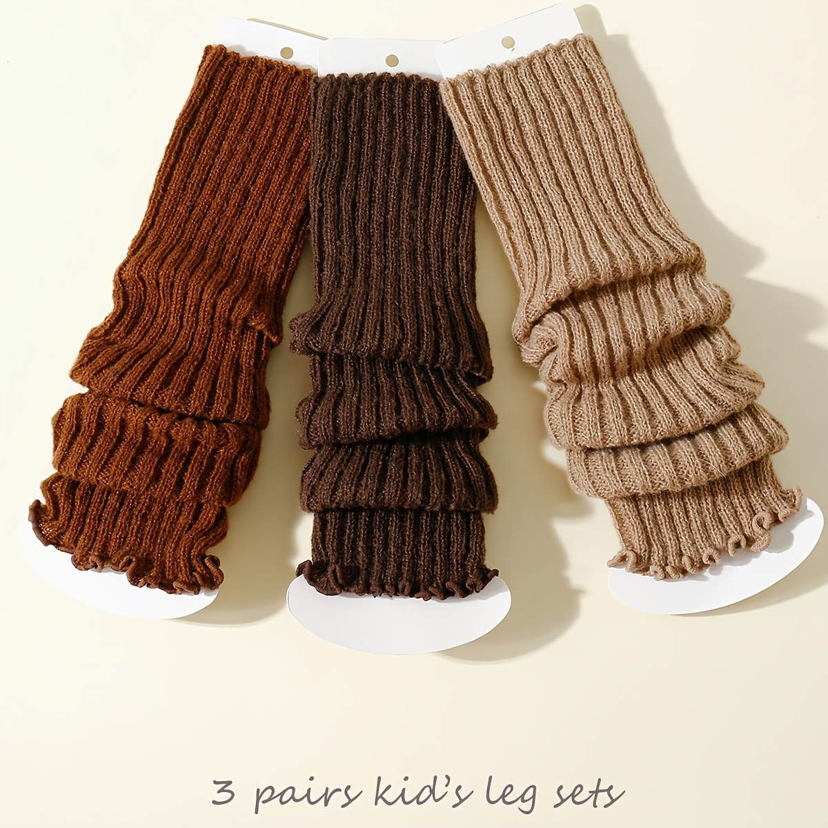 3-pack Girls' Mid-calf Socks With Lace And Long Leg For Autumn/winter In Solid Color