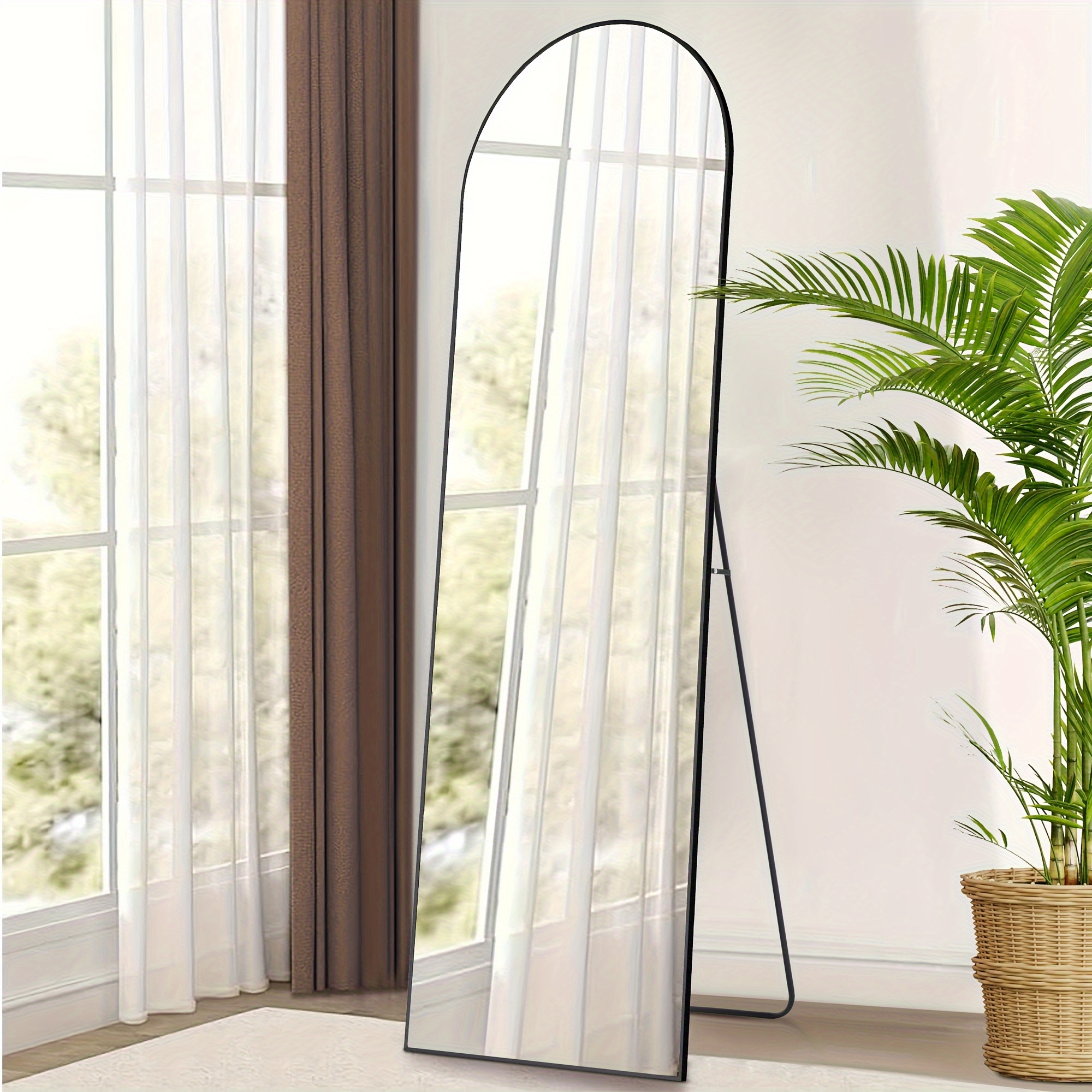 

Arched Full Length Mirror, Full Standing Leaning Mirror Hanging Mounted Mirror Aluminum Frame Modern Simple Tall Home Decor For Living Room Bedroom Cloakroom