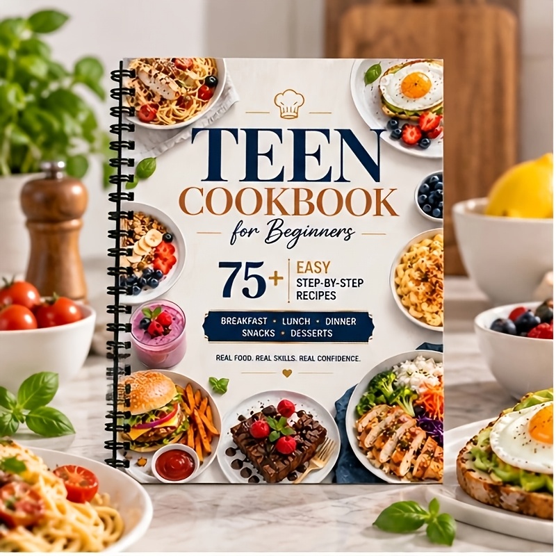 TEMU Livre de cuisine pour adolescents débutants | Plus de 75 recettes faciles étape par étape pour le petit-déjeuner, le déjeuner, le dîner, les