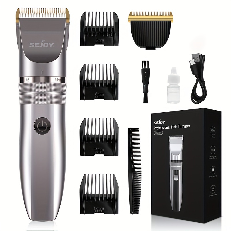 

1pc Professional Hair Trimmer With 1 Replacement Cutter Head And 4 Guide Combs, Suitable For Hair Trimming & Beard Grooming, Ideal Mens Gifts For Haircuts