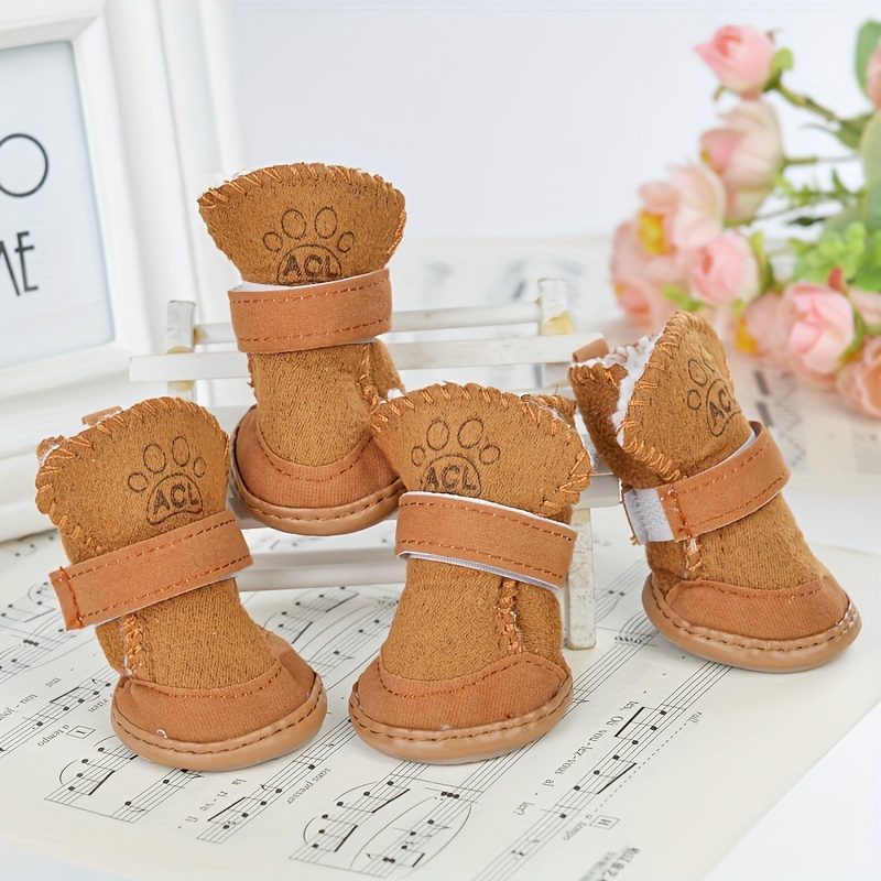 TEMU Pet Dog Shoes, Snow Boots, Small Dog Teddy Shoe, Cover A Set Of 4 Pairs With Non-slip