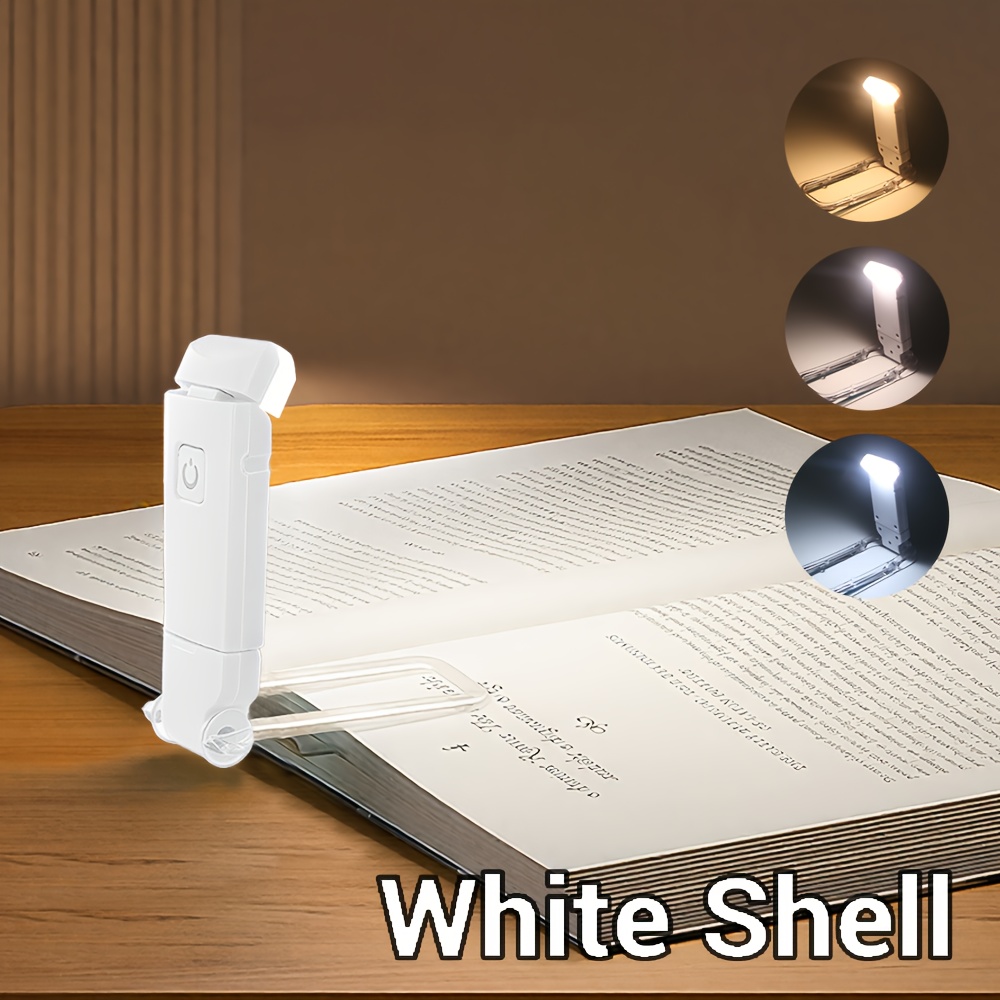 mini portable folding led reading light 3 lighting colors 3 adjustable brightness usb rechargeable eye protection clip reading book night light for night reading book clips portable and easy to store