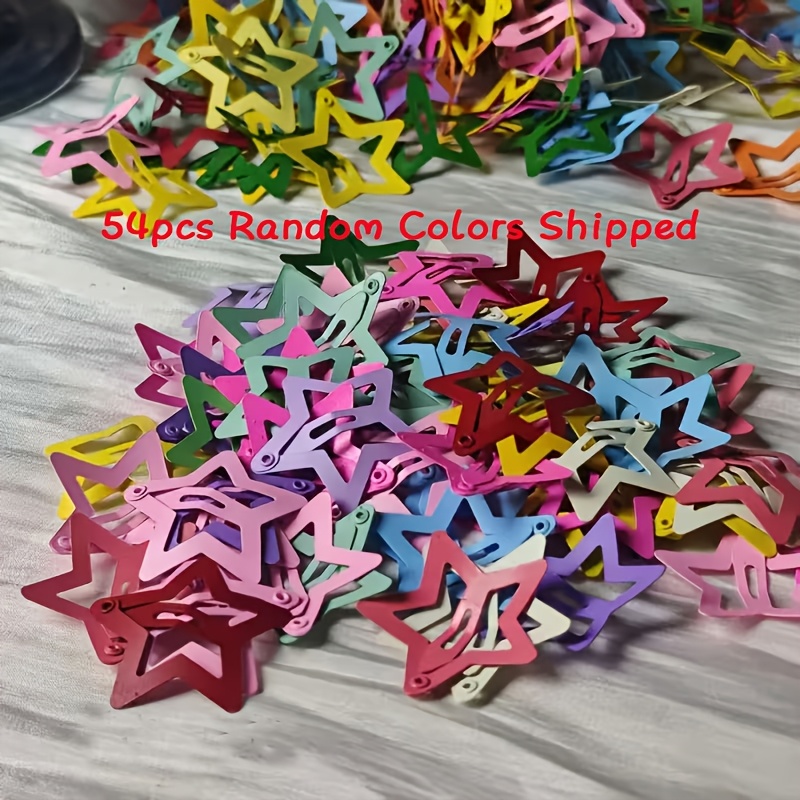 TEMU Set de 54 pinzas para el cabello con estrellas mate enviados , horquillas de color caramelo, adiciones para el cabello de estilo bohemio,