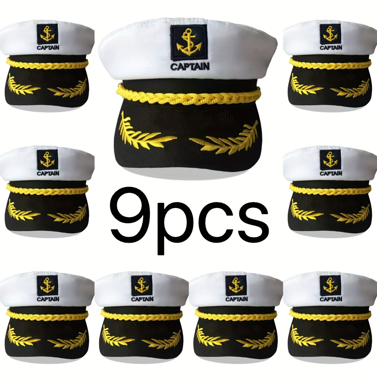 Image of 9pcs Hat Sailor Hat, Unisex, Bridal And Groom Accessories, Perfect For Sailor Parties, Honeymoon Essentials, Valentine's Day Gifts, Halloween And Christmas Presents, Wedding Supplies