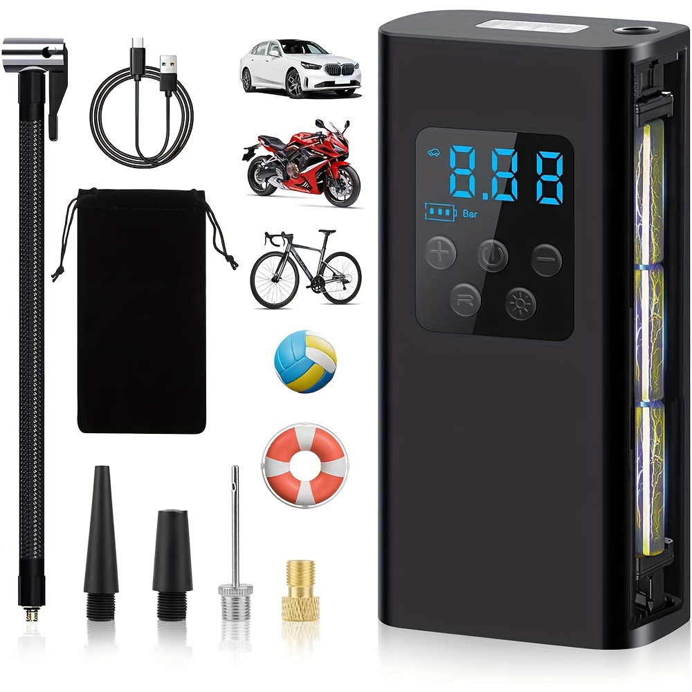 E-shop 2026 Neuer LCD-Display Reifenfüller - 3-Zellen Typ-C Wiederaufladbarer Tragbarer Allzweck- mit LED-Beleuchtung & SOS-Funktion, Komplettes