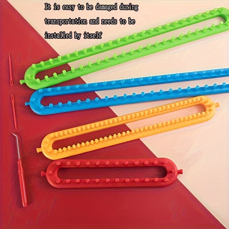 

Diy Knitting Loom Kit For Scarves & Sweaters - Easy-to-use Rectangular Weaving Tool Set In Red, Green, Blue, Yellow