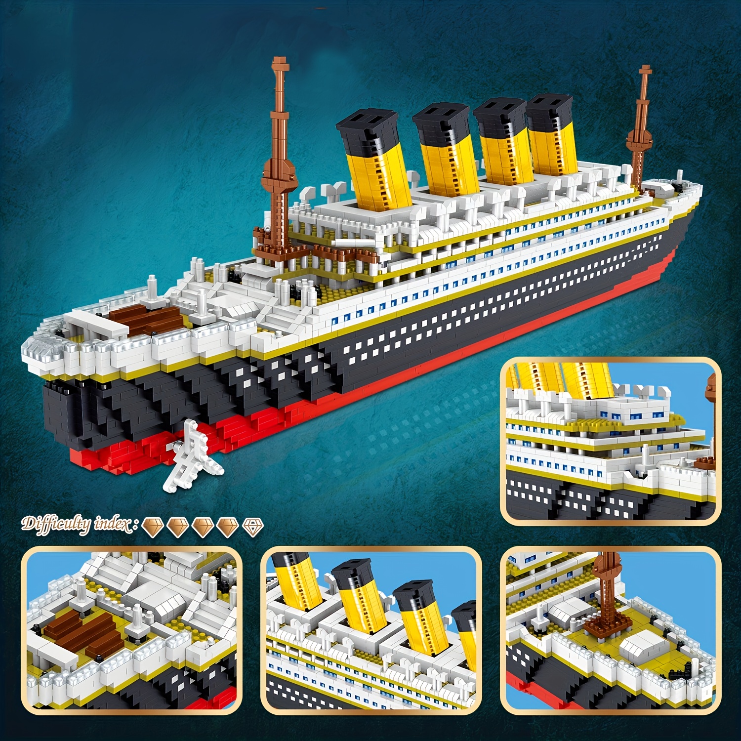 Titanic Building Blocks Set, 2288 Pieces Big Ship Block Model Set with  Light Strip, Glacier, Ideal Gift for Adults and Kids