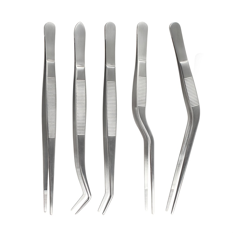 TEMU Pince à nourriture en acier inoxydable de 6,6 pouces (env. 16,5 cm), 6,3 pouces (env. 16 cm) et 6,1 pouces (env. 15,5 cm) avec pointes dentelées
