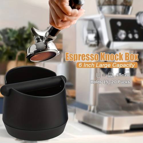 imagem do item knock box de 6 polegadas para espresso, absorvente de , com barra removível e base antiderrapante, acessórios para máquina de espresso para casa/escritório