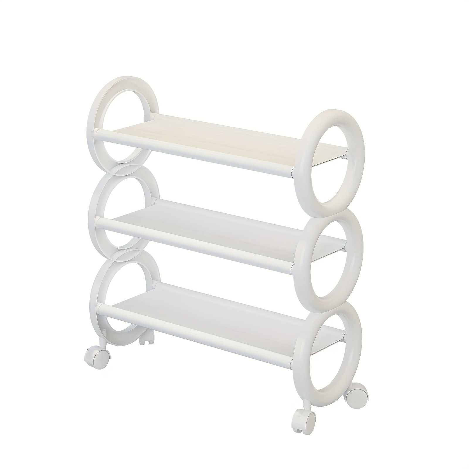 TEMU Three-layer Rotating Shoe Rack With 360Â° Rotating Wheels And Cute Circular Handles - - Storage And Organizing Rack Perfect For Compact Areas,