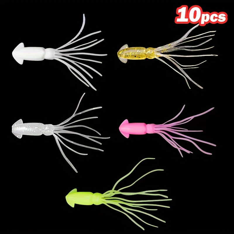 10PCS 3.15/3.94/4.72in Random Color Rubber Squid Skirts Fishing Baits  Octopus Soft Fishing Lures Tuna Sailfish Baits Mix Colors