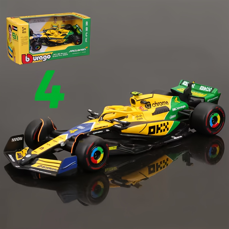 Image of Bburago 1:43 Scale For Mcl38 Monaco Diecast Models #4 & #81 - Alloy, Weather-resistant, Push-operated, Collectible Car Replicas, Ideal Gift For Racing Fans