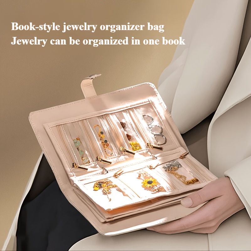 jewelry organizer book portable earring necklace ring storage album anti   travel jewelry binder with pockets travel jewelry organizer gift for women girls mom gift used for jewelry storage photo albums cards and postcards Product details 7