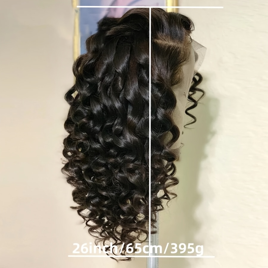 Image of Elegant Density Black Lace Front Wig With Deep Waves 26" Pre-clip Long No Glue Needed Women's Wig Perfect For Daily Wear Cosplay And Special Occasions Synthetic Lace Front Wig Comfortable Wear