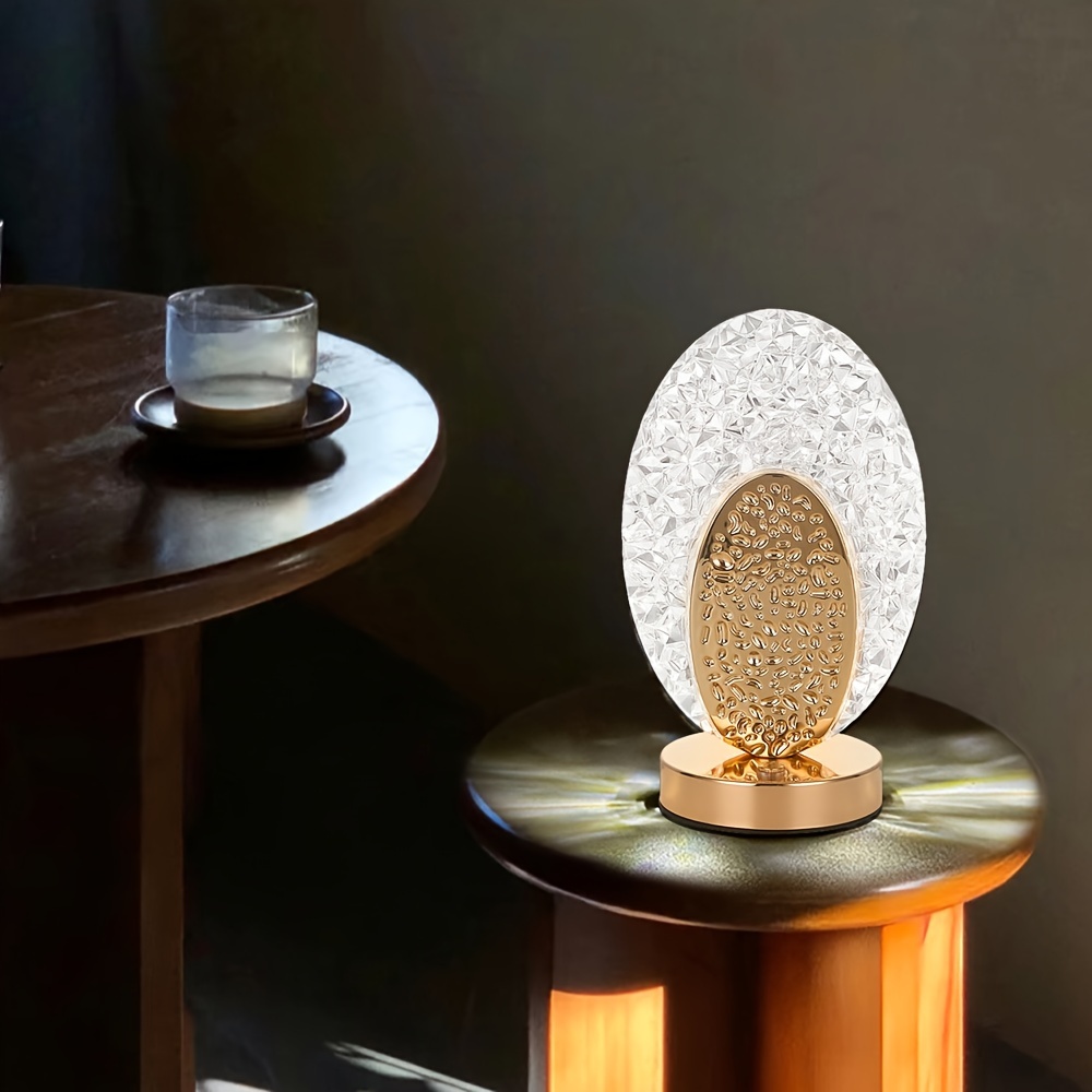 3 Color Stepless Dimmable Cordless Crystal Lamps, Touch Sensor Control Battery Powered LED Table Lamp, Funny Gifts For Men Women Valentines Day Birthday