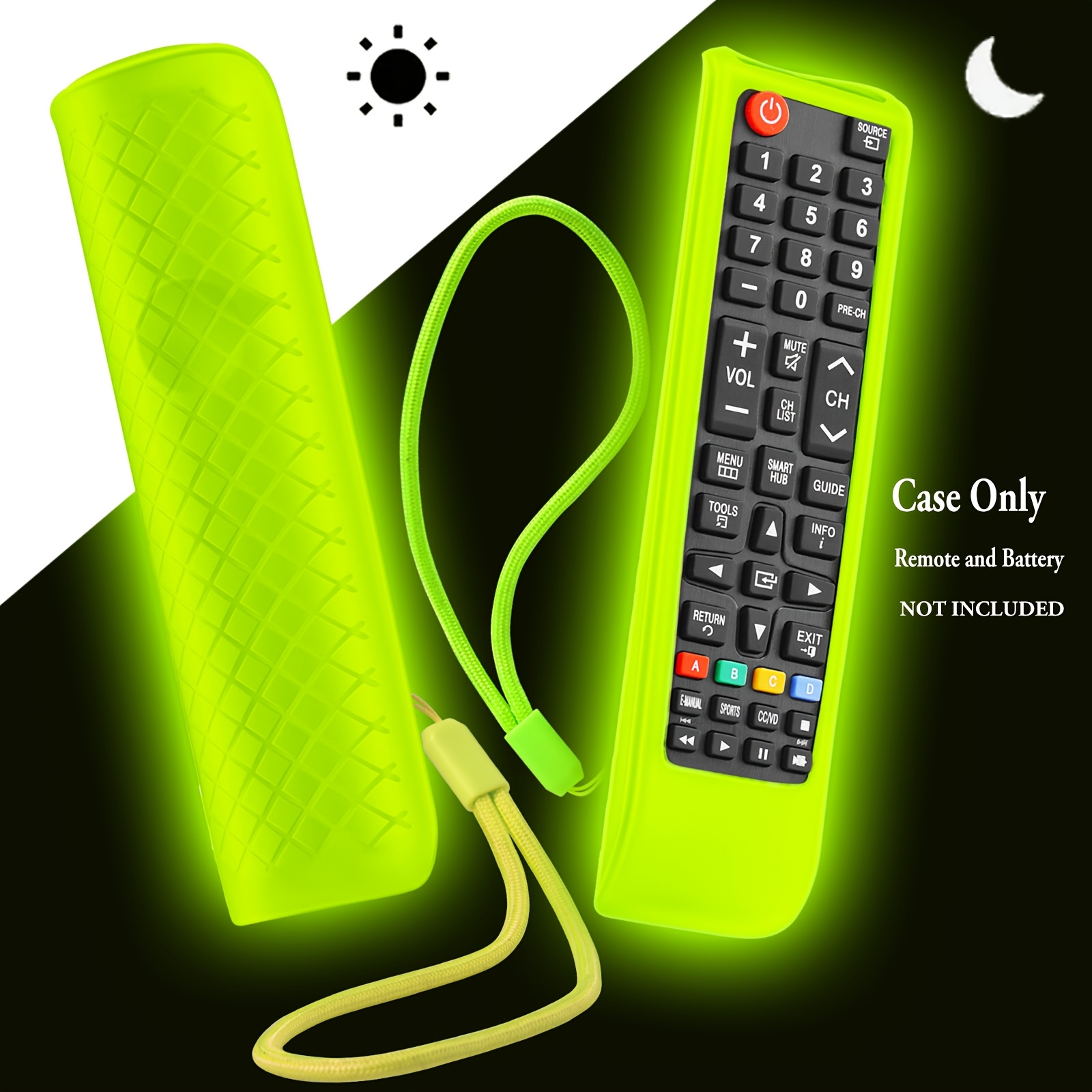Image of 1pc Protective Case Compatible With Bn59 Smart Tv Remote Control, Silicone Anti-slip Cover Universal Replacement Sleeve Skin With Lanyard Glow In The Dark, With Multiple Colors