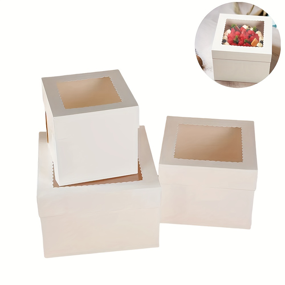 

Gdgdsy Tall Cake Box With Window - 1pc White Square Bakery Box, Paper Material, Food Contact Safe, Large Multi-layer Cake Carrier, With Transparent Lid For Cake Display & Gift Giving