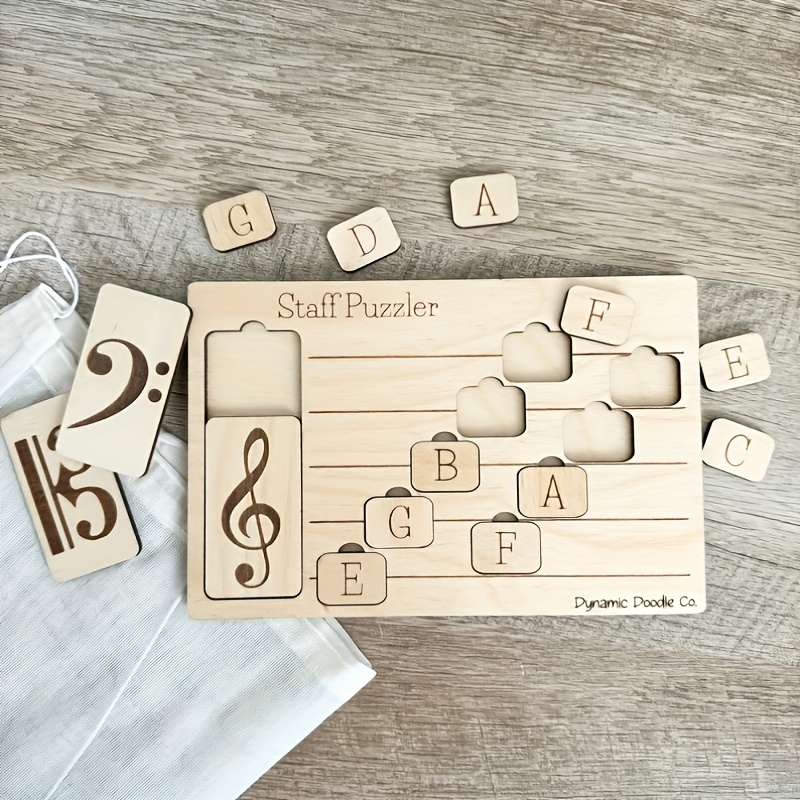 

1pc Wooden - Staff, Notes & Alphabet For Musicians